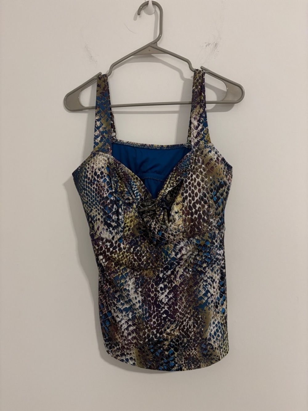 Becca By Rebecca Virtue Tankini Swim Top Python Snakeskin Sz 2X Beach Tropical